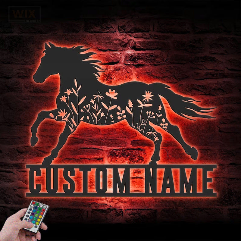 Horse LED Metal Sign