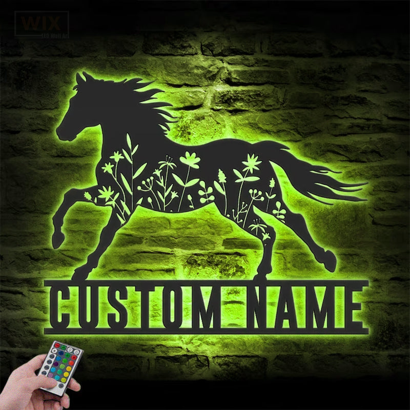 Horse LED Metal Sign