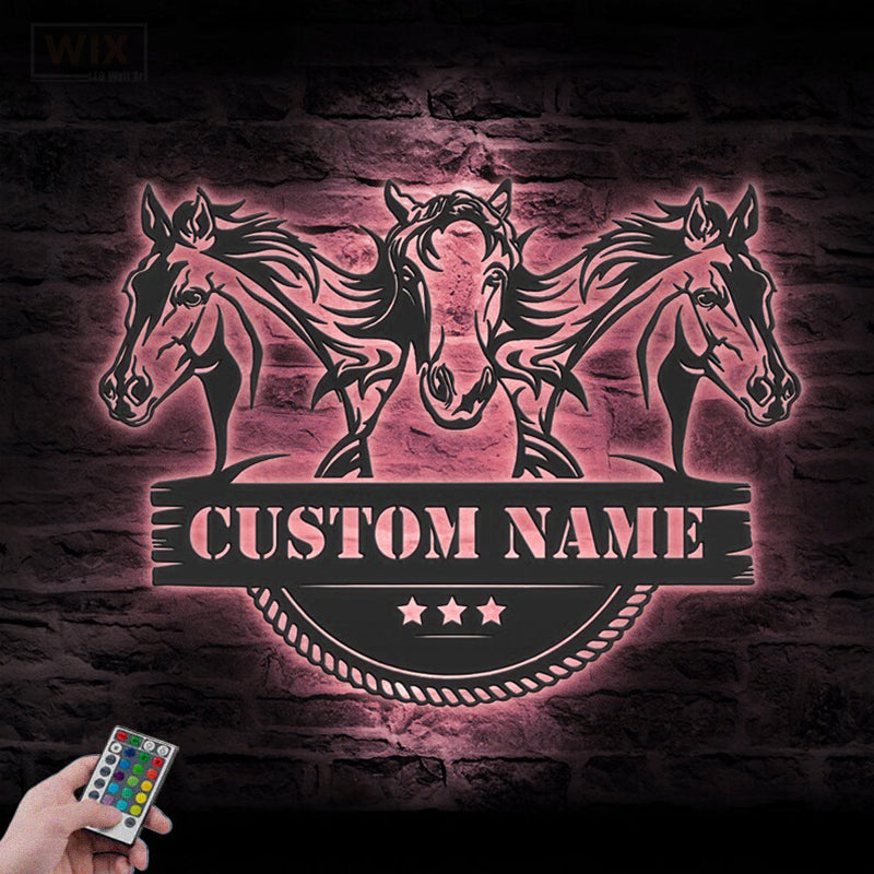 Horse LED Metal Sign