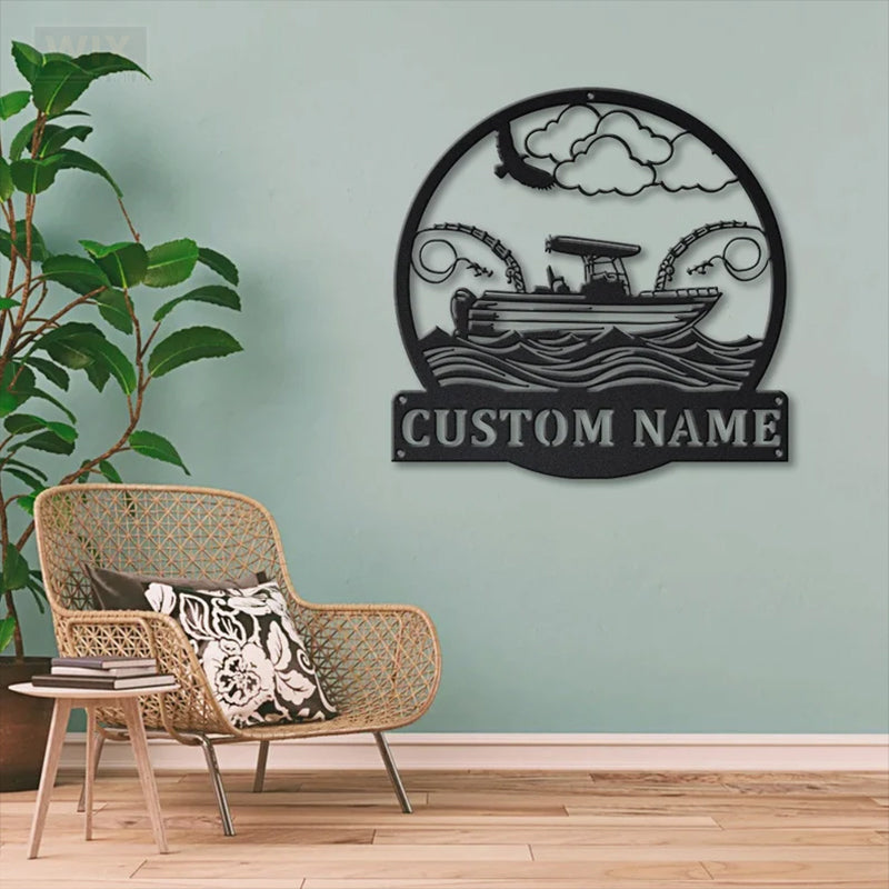 Fishing LED Metal Sign