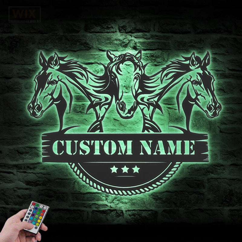 Horse LED Metal Sign