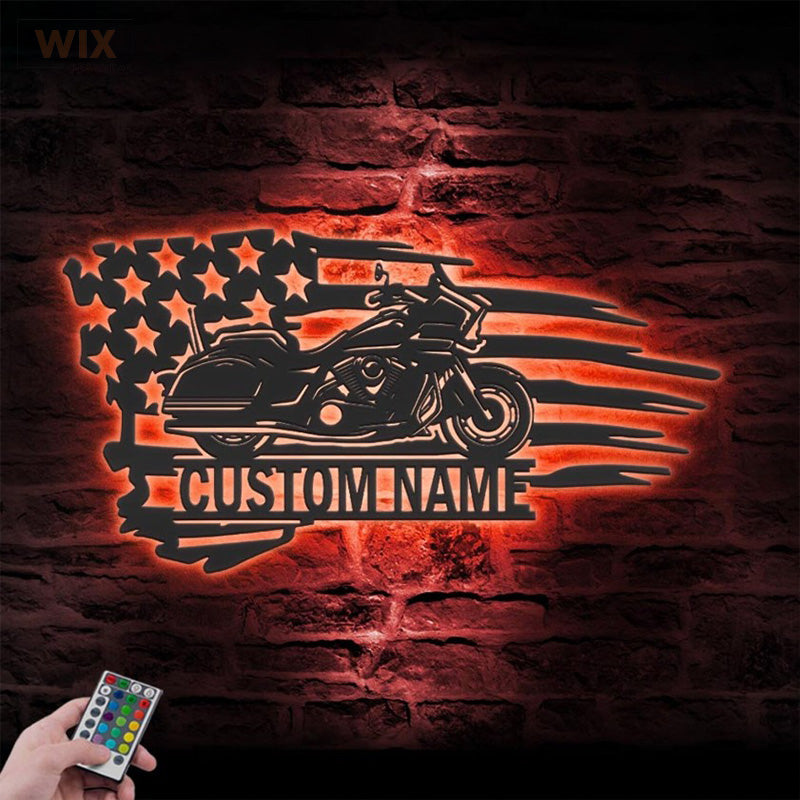 Motorcycle LED Metal Sign - Wix Decor