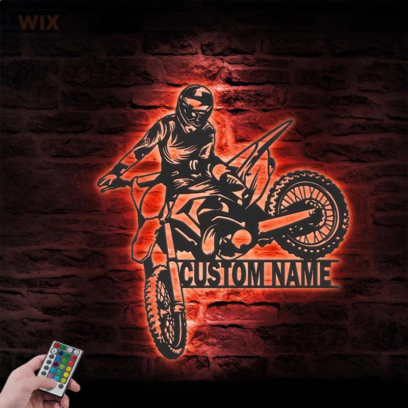 Motorcycle LED Metal Sign - Wix Decor