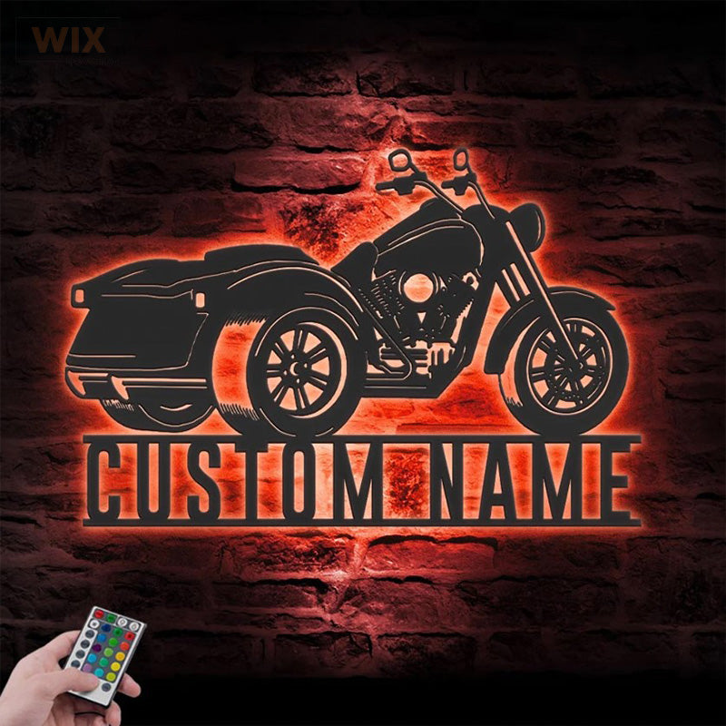 Motorcycle LED Metal Sign - Wix Decor