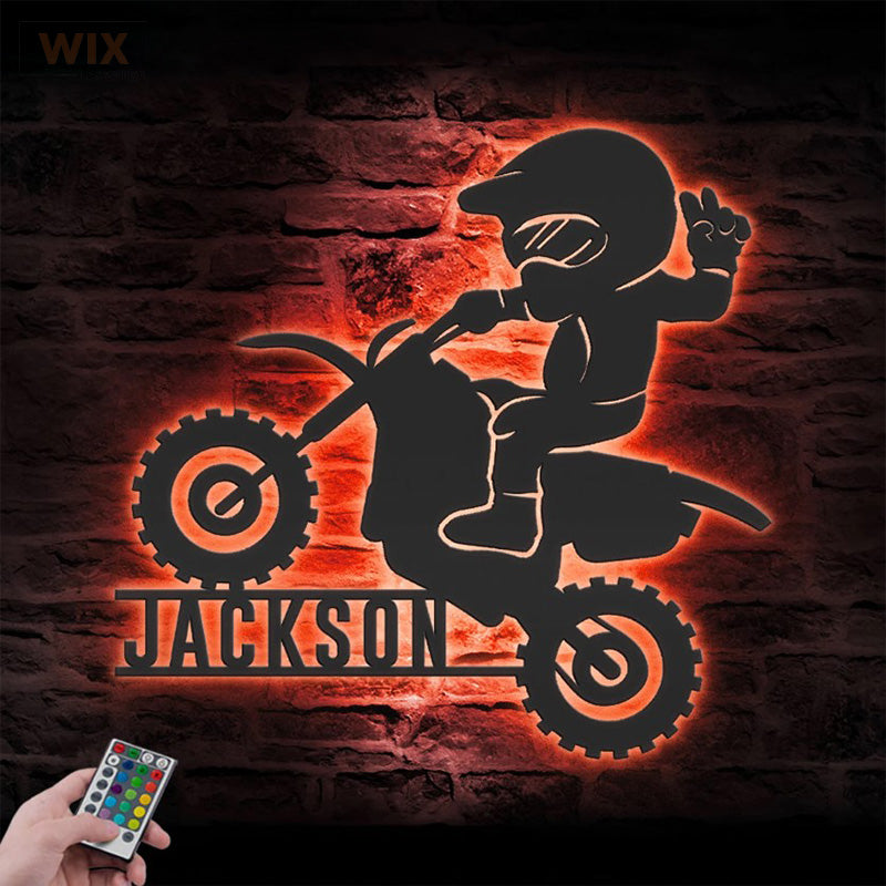 Motorcycle LED Metal Sign - Wix Decor