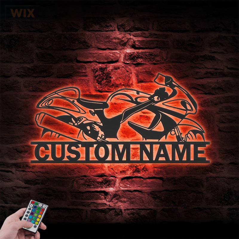 Motorcycle LED Metal Sign - Wix Decor