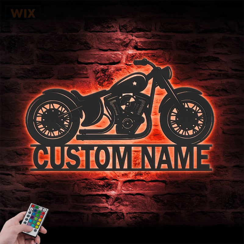 Motorcycle LED Metal Sign - Wix Decor