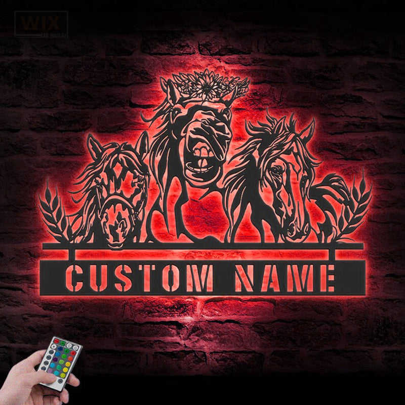 Horse LED Metal Sign
