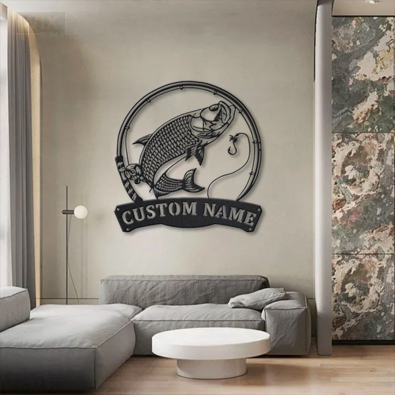 Fishing LED Metal Sign