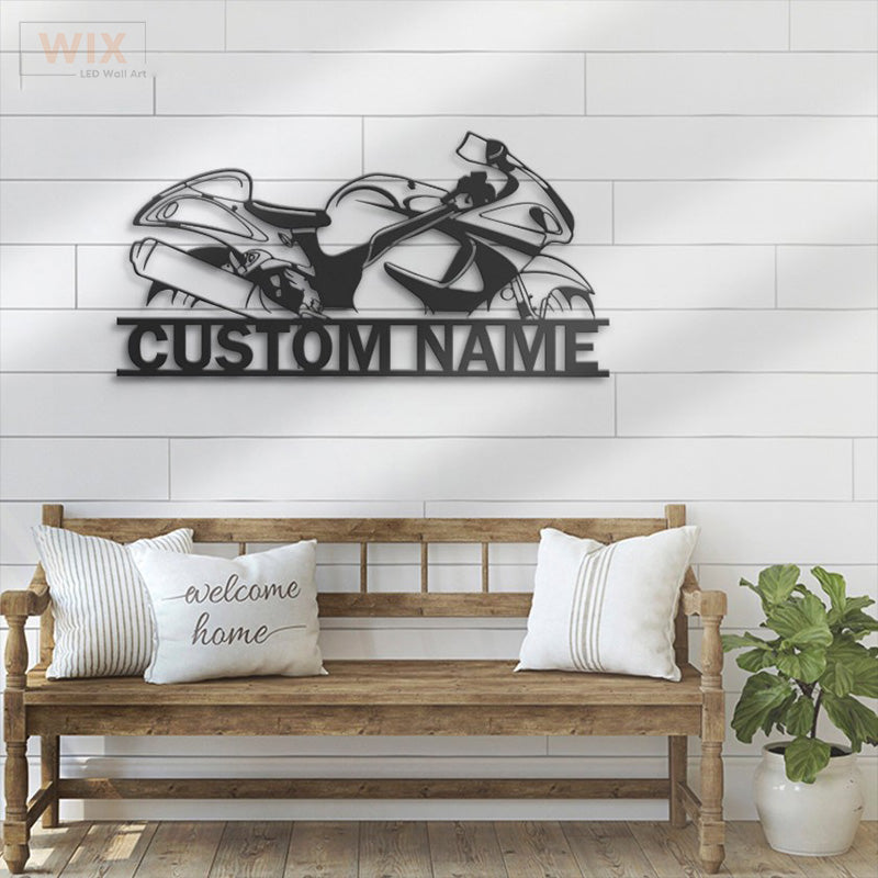 Motorcycle LED Metal Sign - Wix Decor