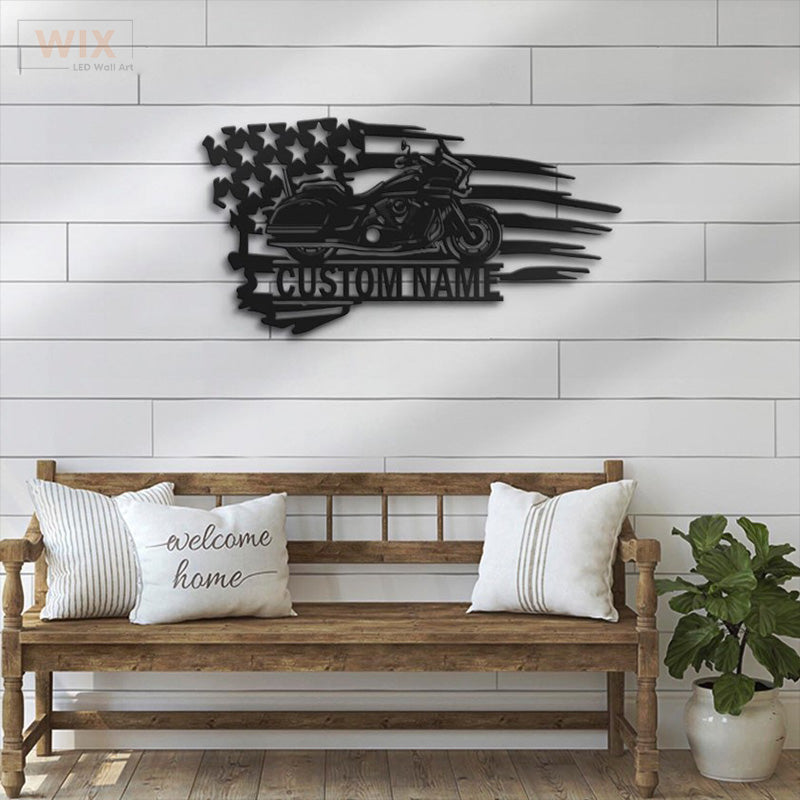 Motorcycle LED Metal Sign - Wix Decor