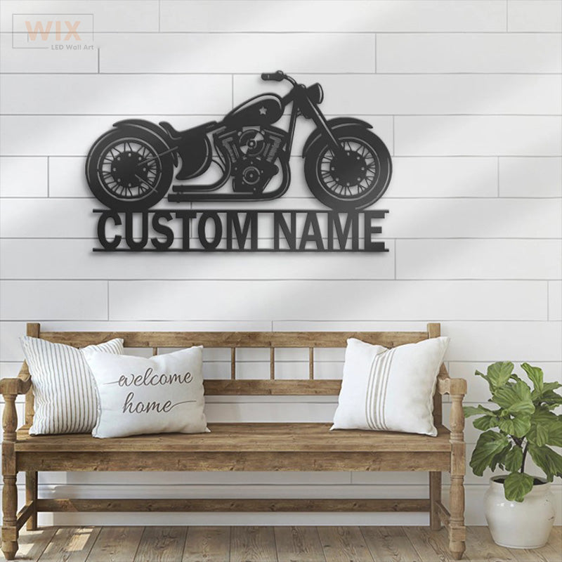 Motorcycle LED Metal Sign - Wix Decor
