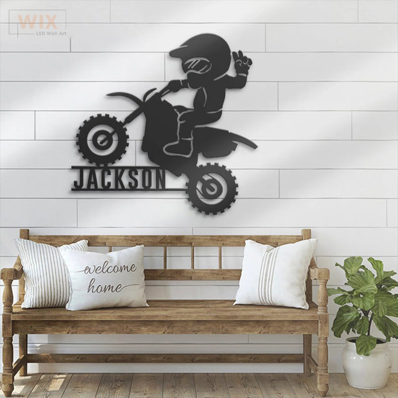 Motorcycle LED Metal Sign - Wix Decor