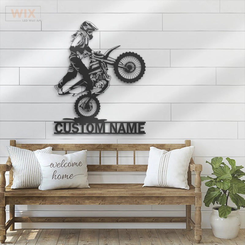 Motorcycle LED Metal Sign - Wix Decor