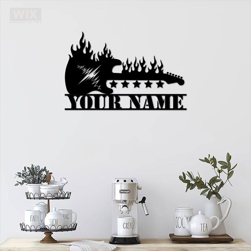 Guitar LED Metal Sign