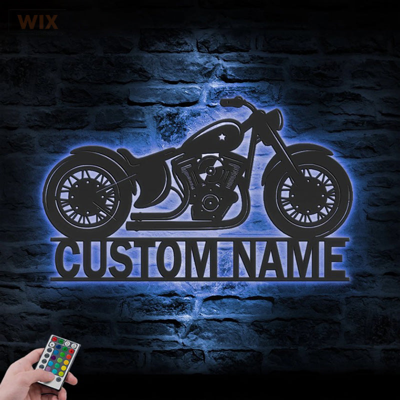 Motorcycle LED Metal Sign - Wix Decor
