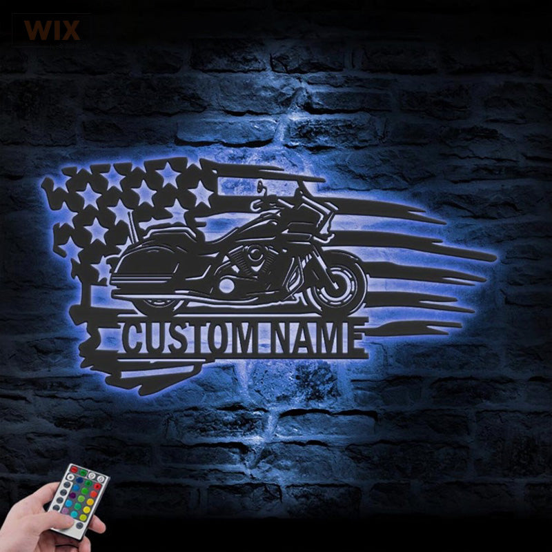 Motorcycle LED Metal Sign - Wix Decor
