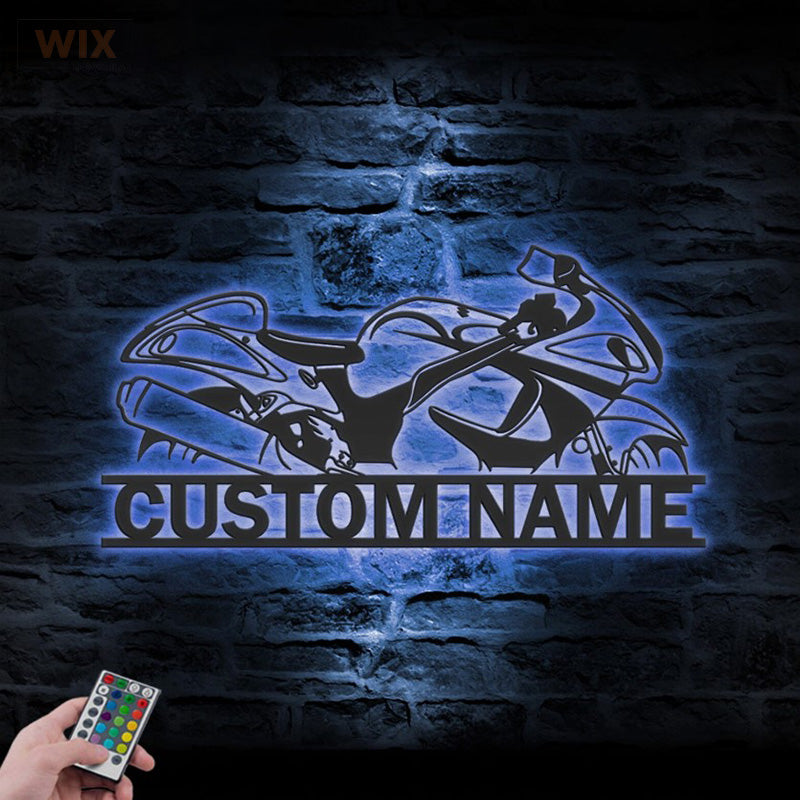 Motorcycle LED Metal Sign - Wix Decor