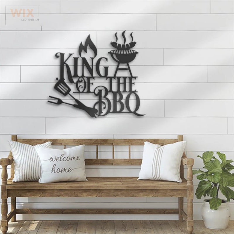 King Of The BBQ, Metal Wall Signs With RGB Led Light