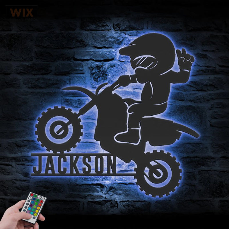 Motorcycle LED Metal Sign - Wix Decor