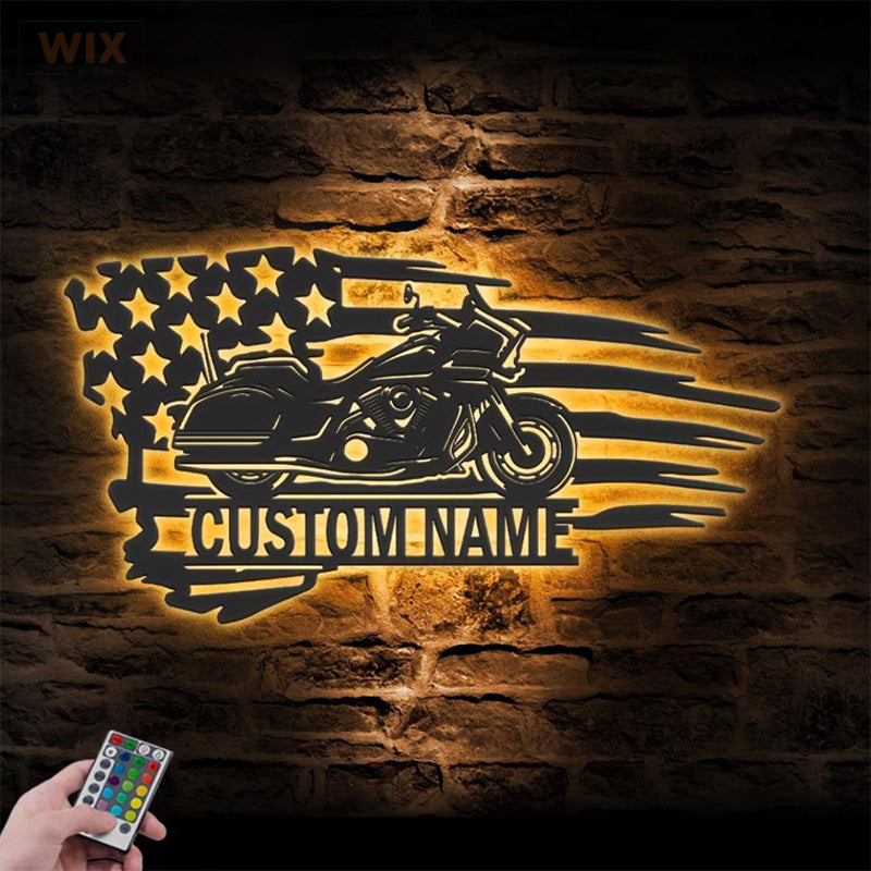 Motorcycle LED Metal Sign - Wix Decor