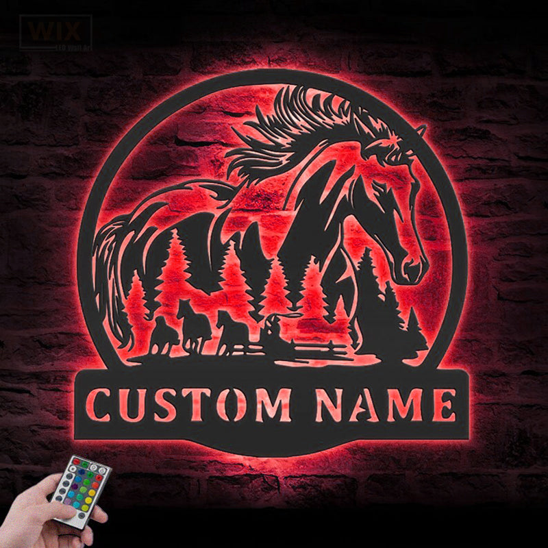 Horse LED Metal Sign