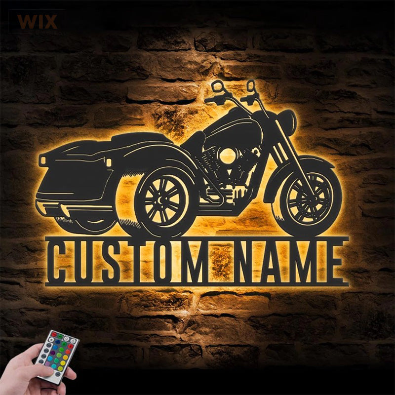 Motorcycle LED Metal Sign - Wix Decor