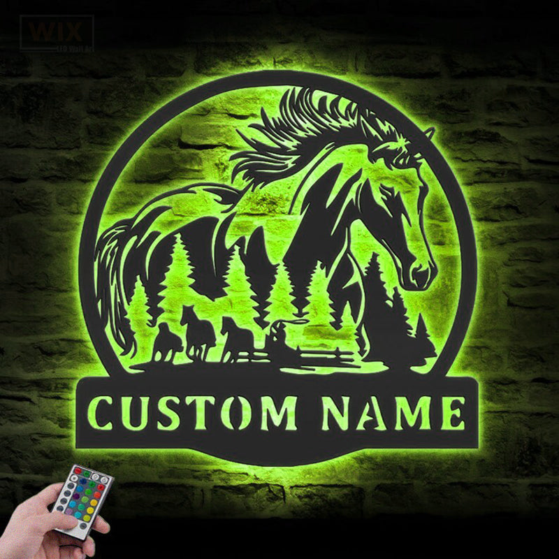 Horse LED Metal Sign