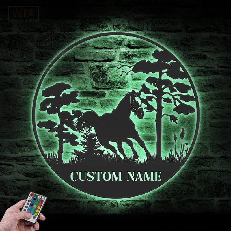 Horse LED Metal Sign