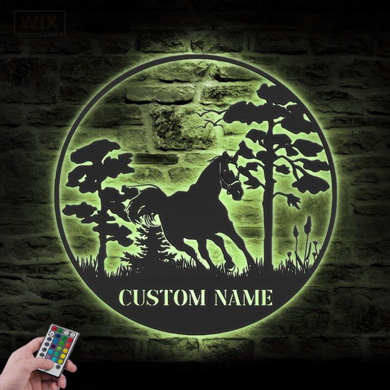 Horse LED Metal Sign