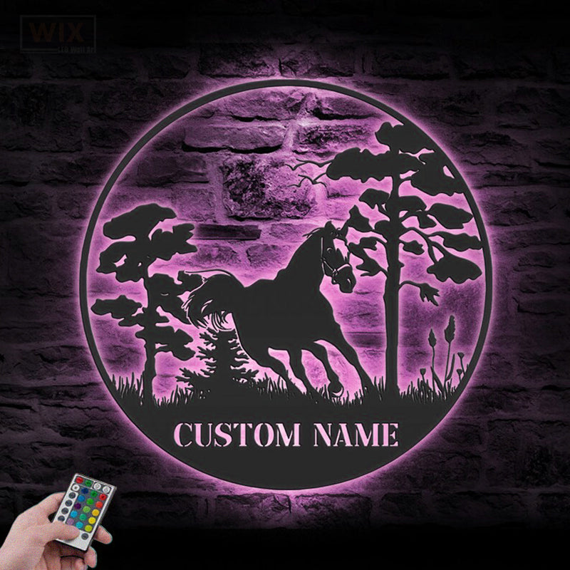 Horse LED Metal Sign