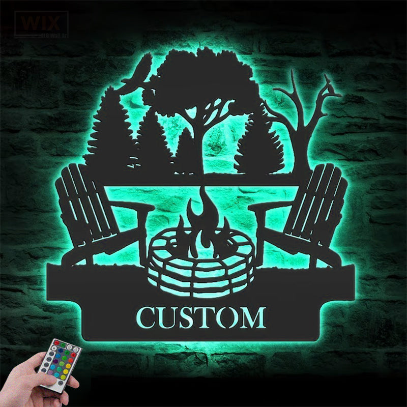 Camping & Hiking LED Metal Sign - Wix Decor