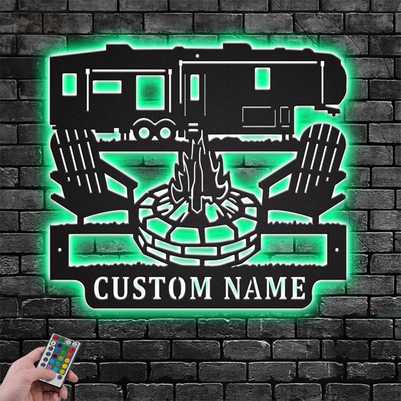 Camping & Hiking LED Metal Sign - Wix Decor