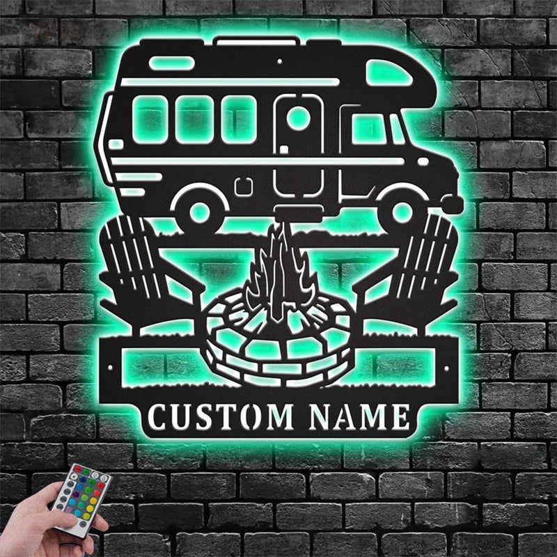 Camping & Hiking LED Metal Sign - Wix Decor