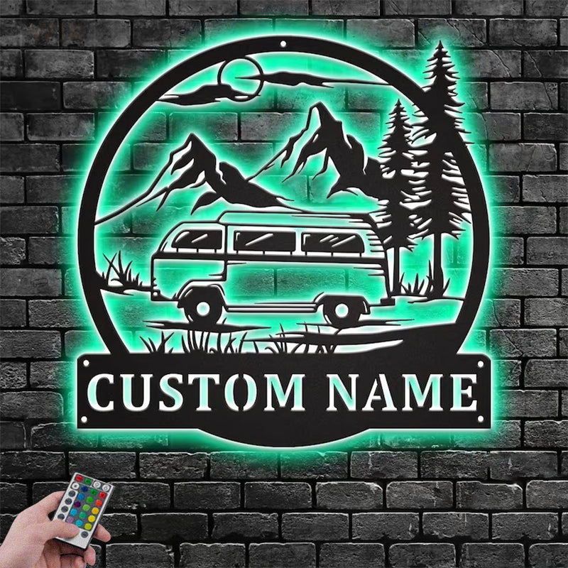 Camping & Hiking LED Metal Sign - Wix Decor