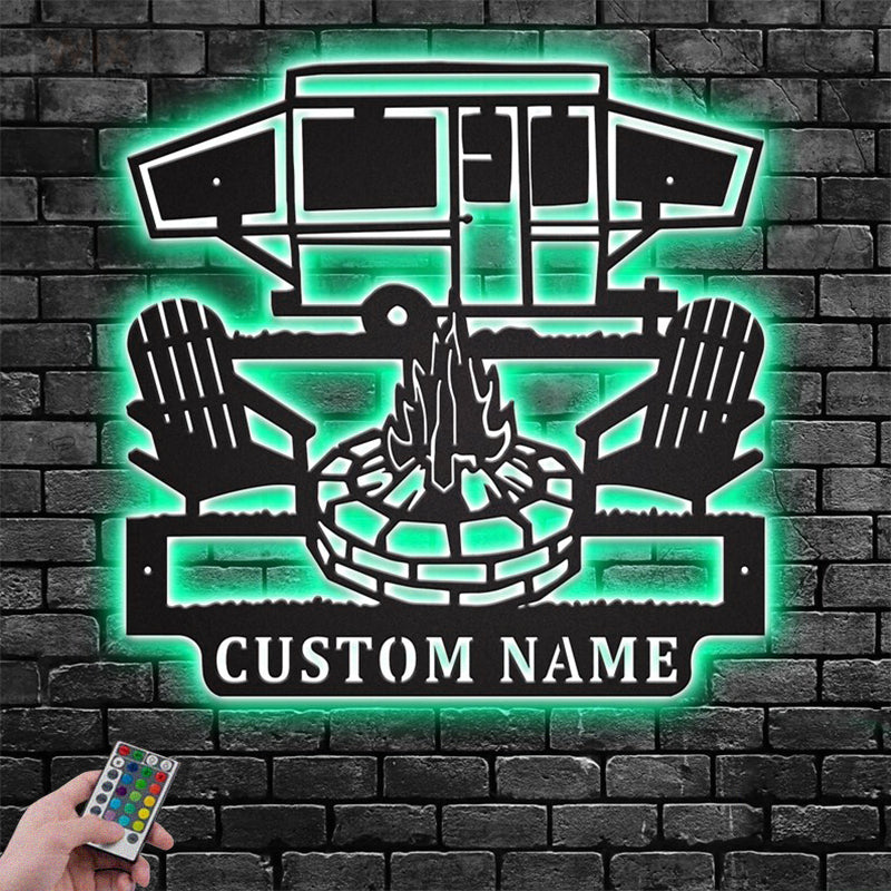 Camping & Hiking LED Metal Sign - Wix Decor