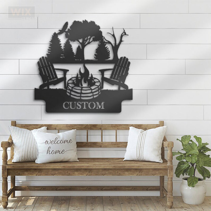 Camping & Hiking LED Metal Sign - Wix Decor