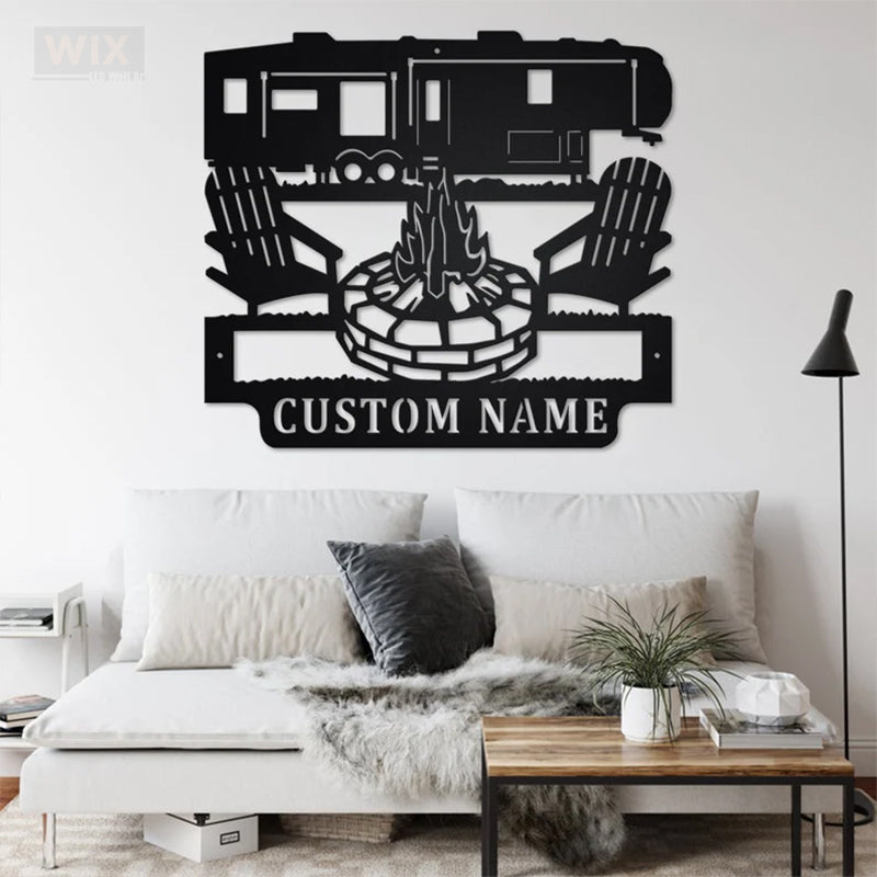 Camping & Hiking LED Metal Sign - Wix Decor
