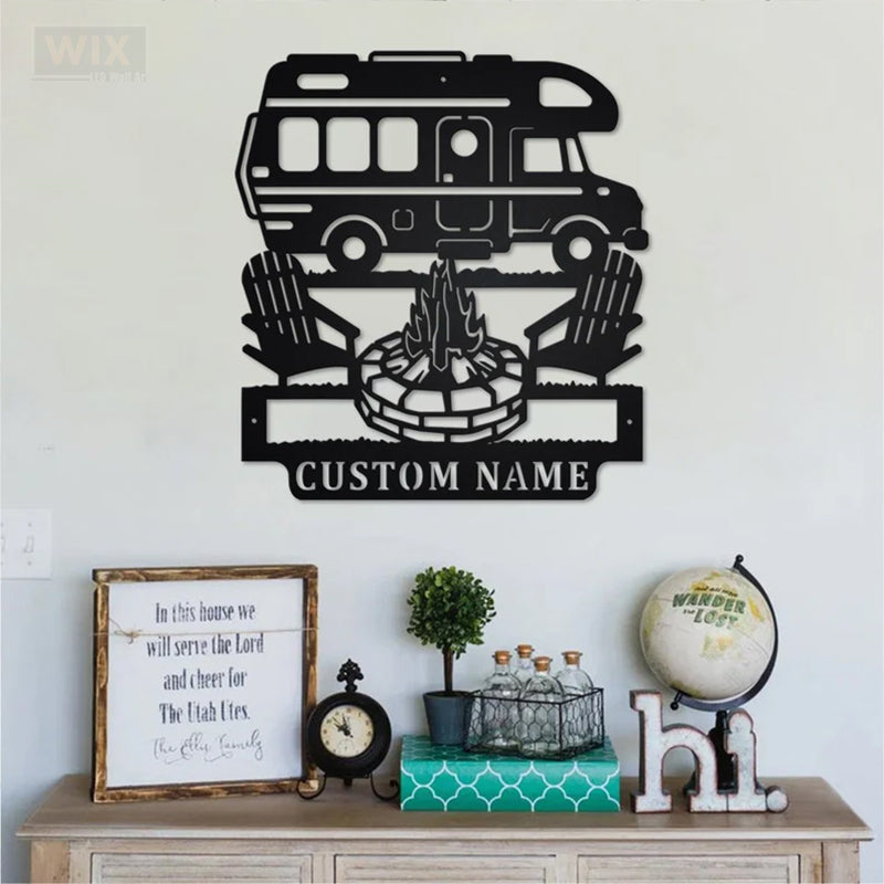 Camping & Hiking LED Metal Sign - Wix Decor