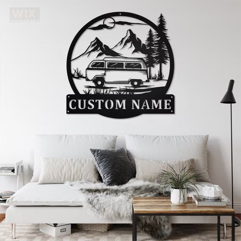 Camping & Hiking LED Metal Sign - Wix Decor
