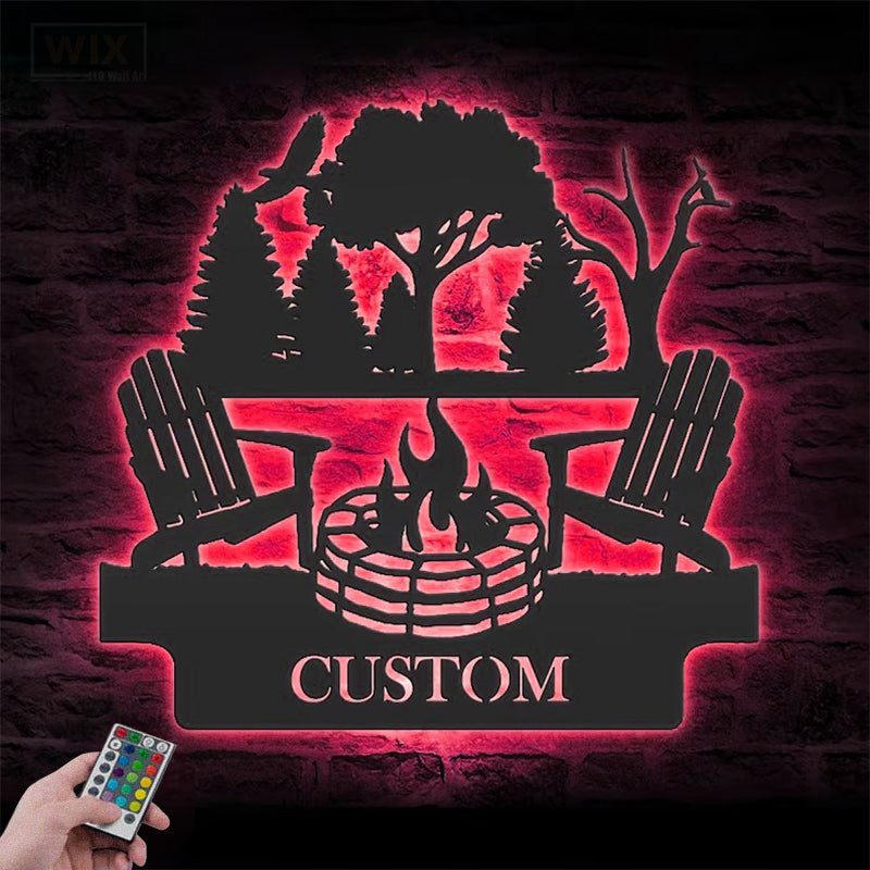 Camping & Hiking LED Metal Sign - Wix Decor