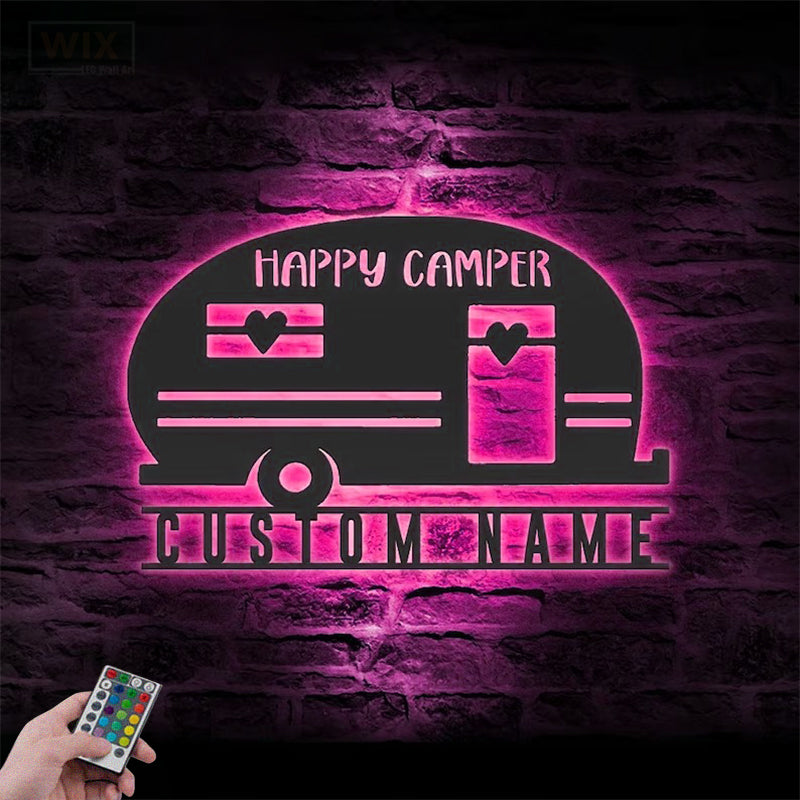 Camping & Hiking LED Metal Sign - Wix Decor