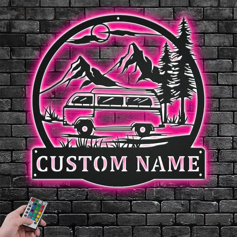 Camping & Hiking LED Metal Sign - Wix Decor