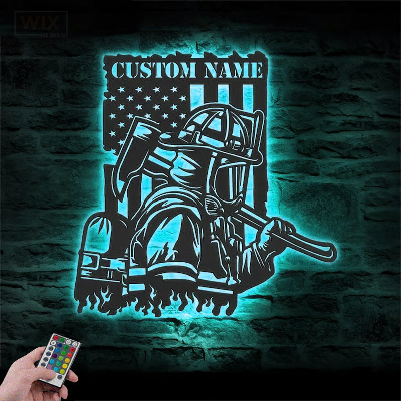 Firefighter LED Metal Sign - Wix Decor