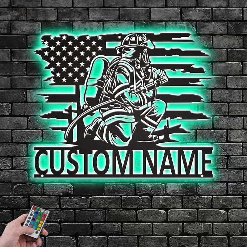 Firefighter LED Metal Sign - Wix Decor