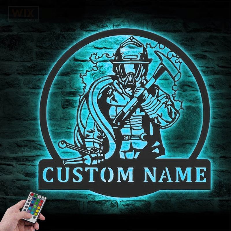Firefighter LED Metal Sign - Wix Decor