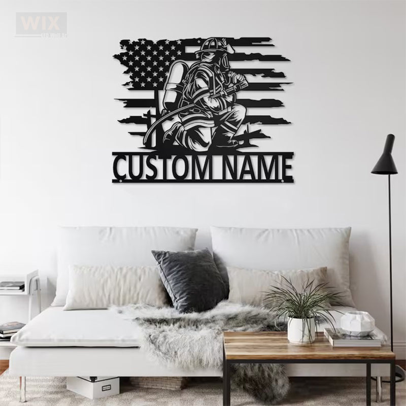Firefighter LED Metal Sign - Wix Decor