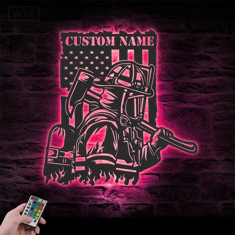 Firefighter LED Metal Sign - Wix Decor