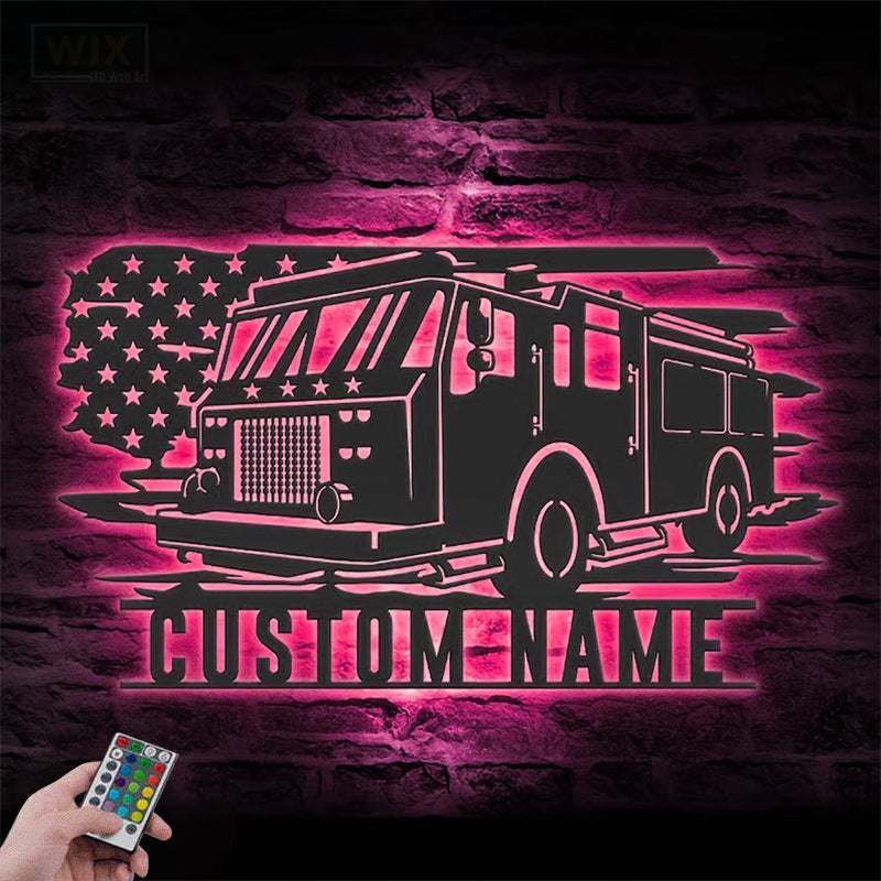 Firefighter LED Metal Sign - Wix Decor