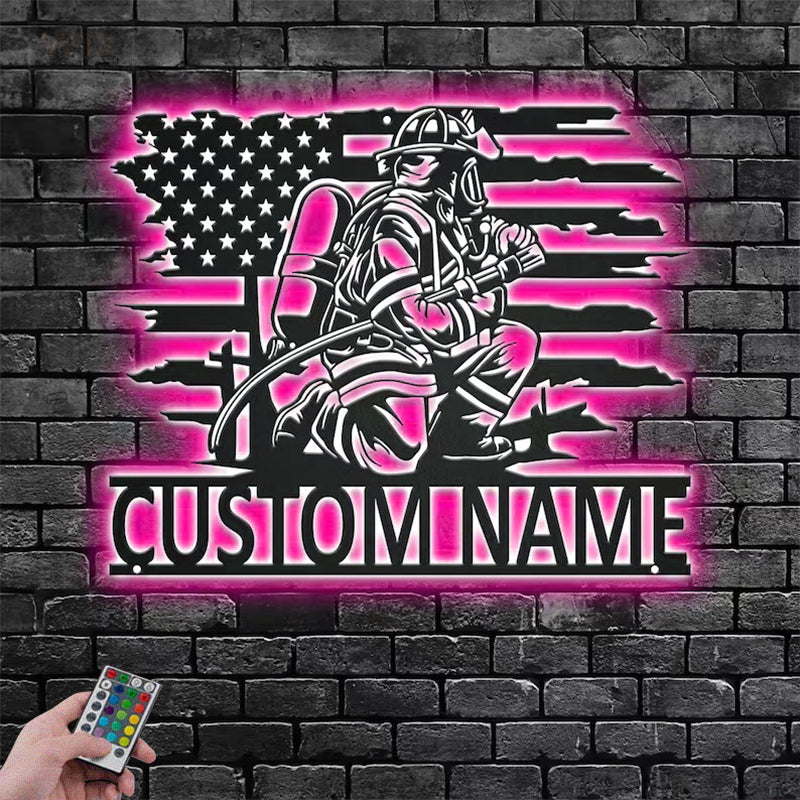 Firefighter LED Metal Sign - Wix Decor